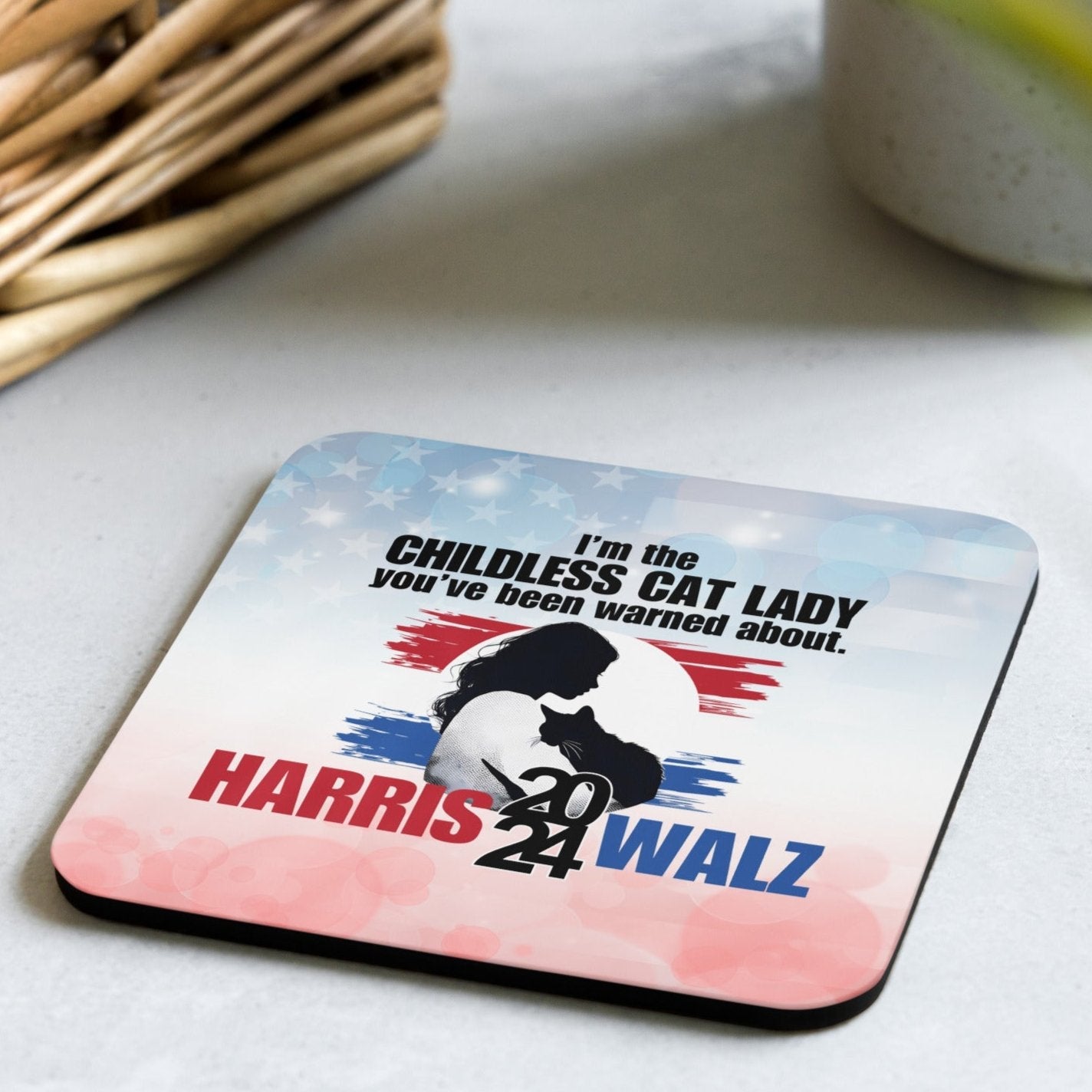 Cat Lady for Harris Walz '24 Coaster Set - Home Decor - EpiAl's Shop