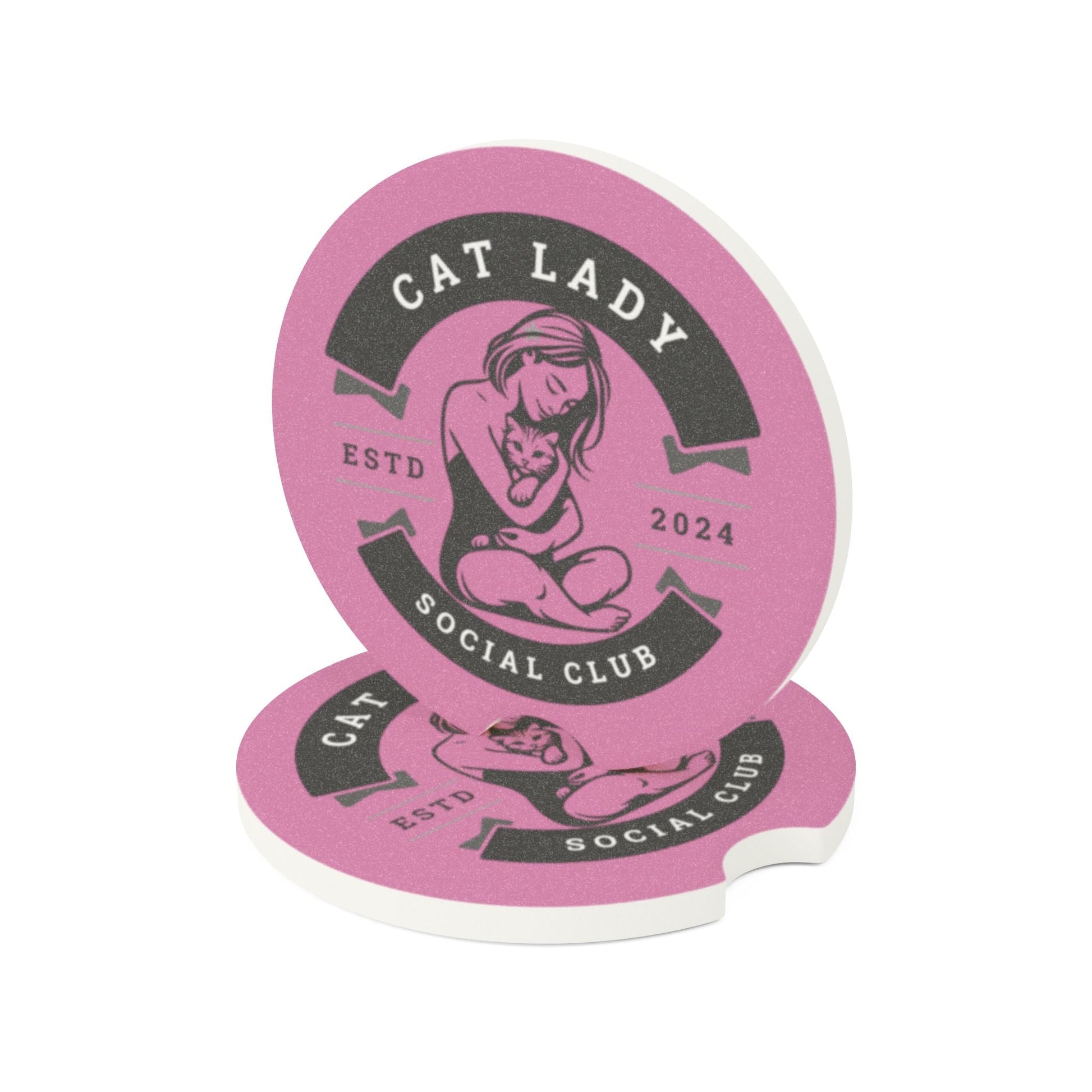 Cat Lady Social Club Soapstone Car Coaster - Home Decor - EpiAl's Shop