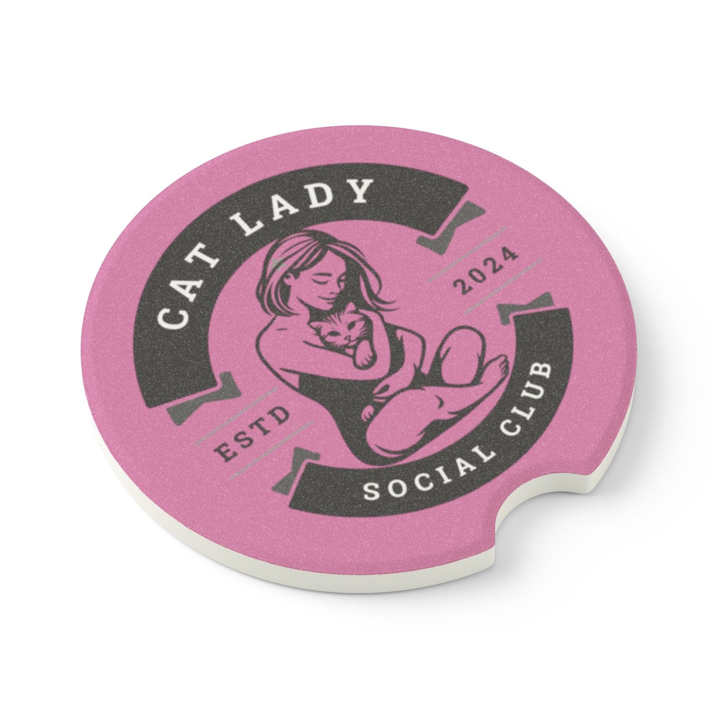 Cat Lady Social Club Soapstone Car Coaster - Home Decor - EpiAl's Shop