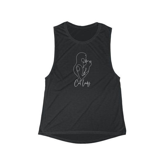 Cat Lady Women's Flowy Scoop Muscle Tank - Tank Top - Epileptic Al’s Shop