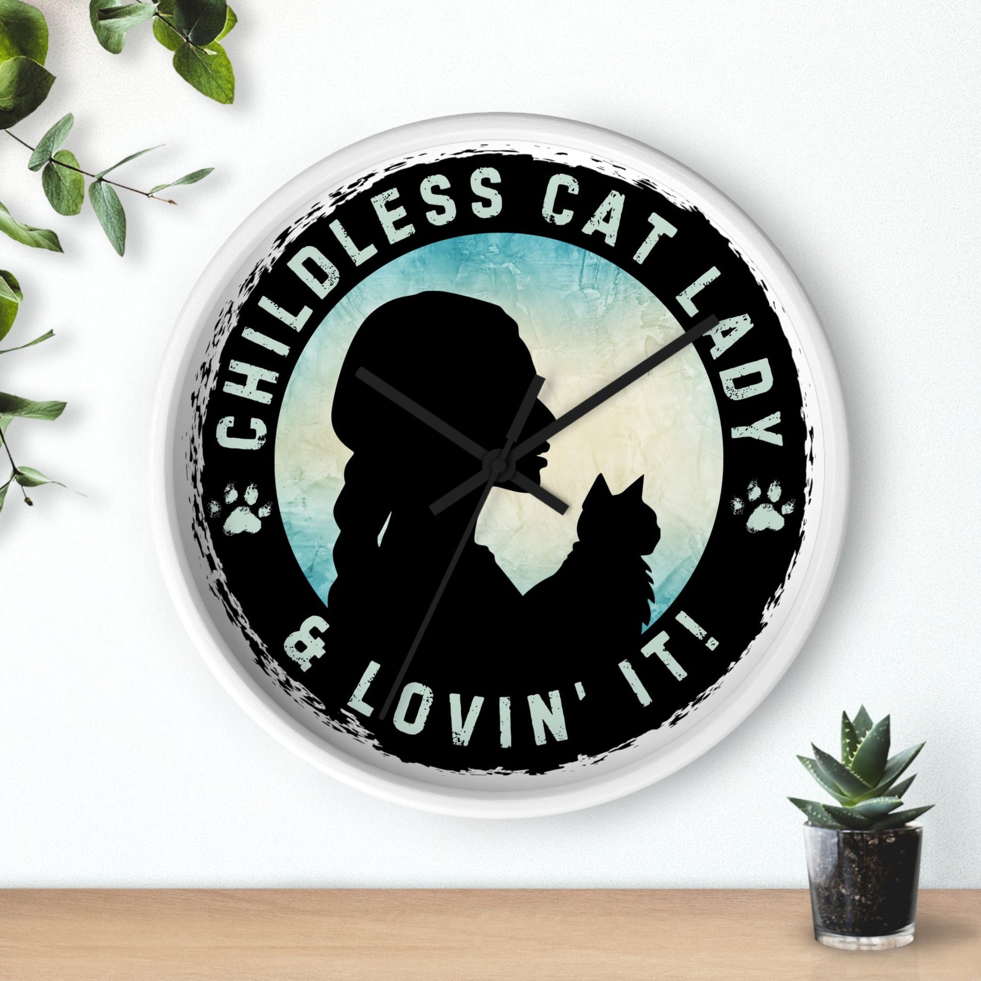 Childless Cat Lady Silhouette Wall Clock - Home Decor - EpiAl's Shop