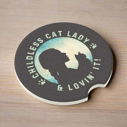 Childless Cat Lady Soapstone Car Coaster - Vehicle Accessories - EpiAl's Shop