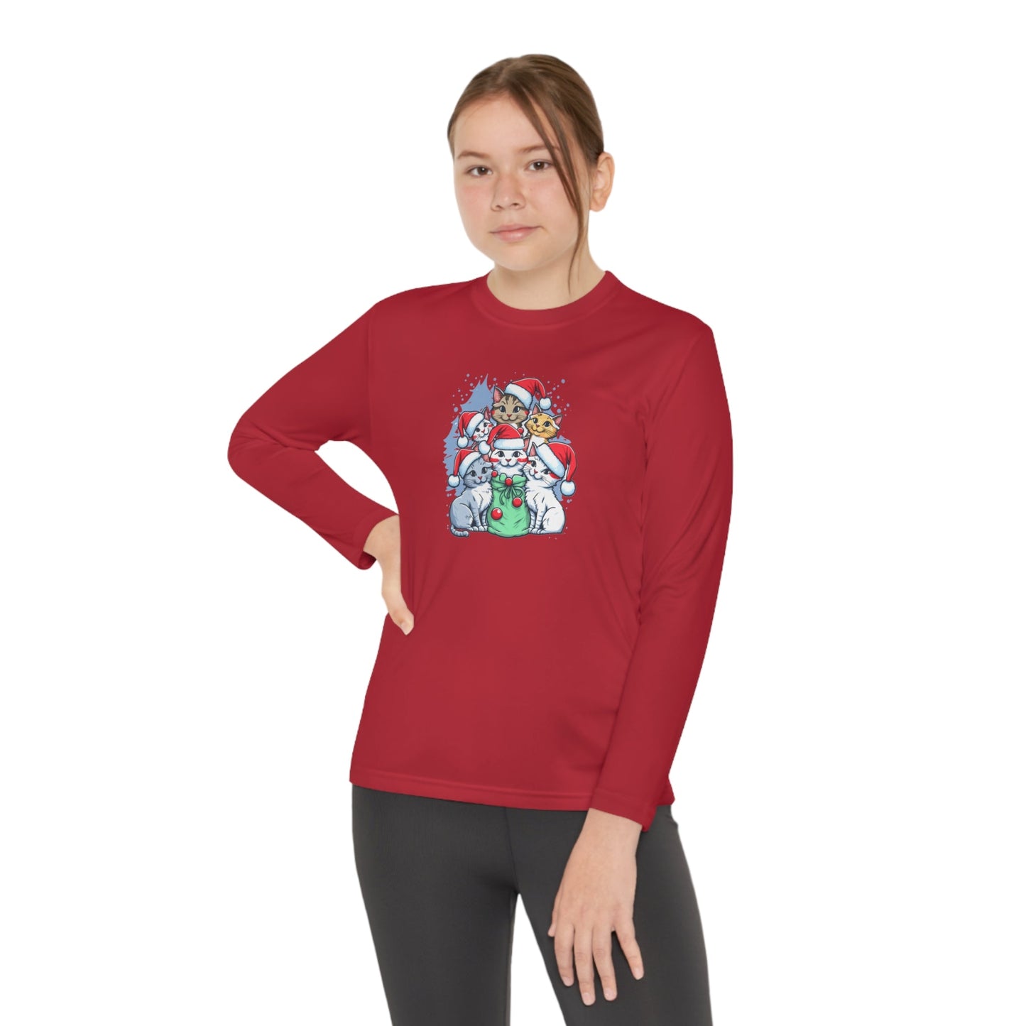 Christmas Kitties Youth Long Sleeve Competitor Tee - Kids clothes - Epileptic Al’s Shop