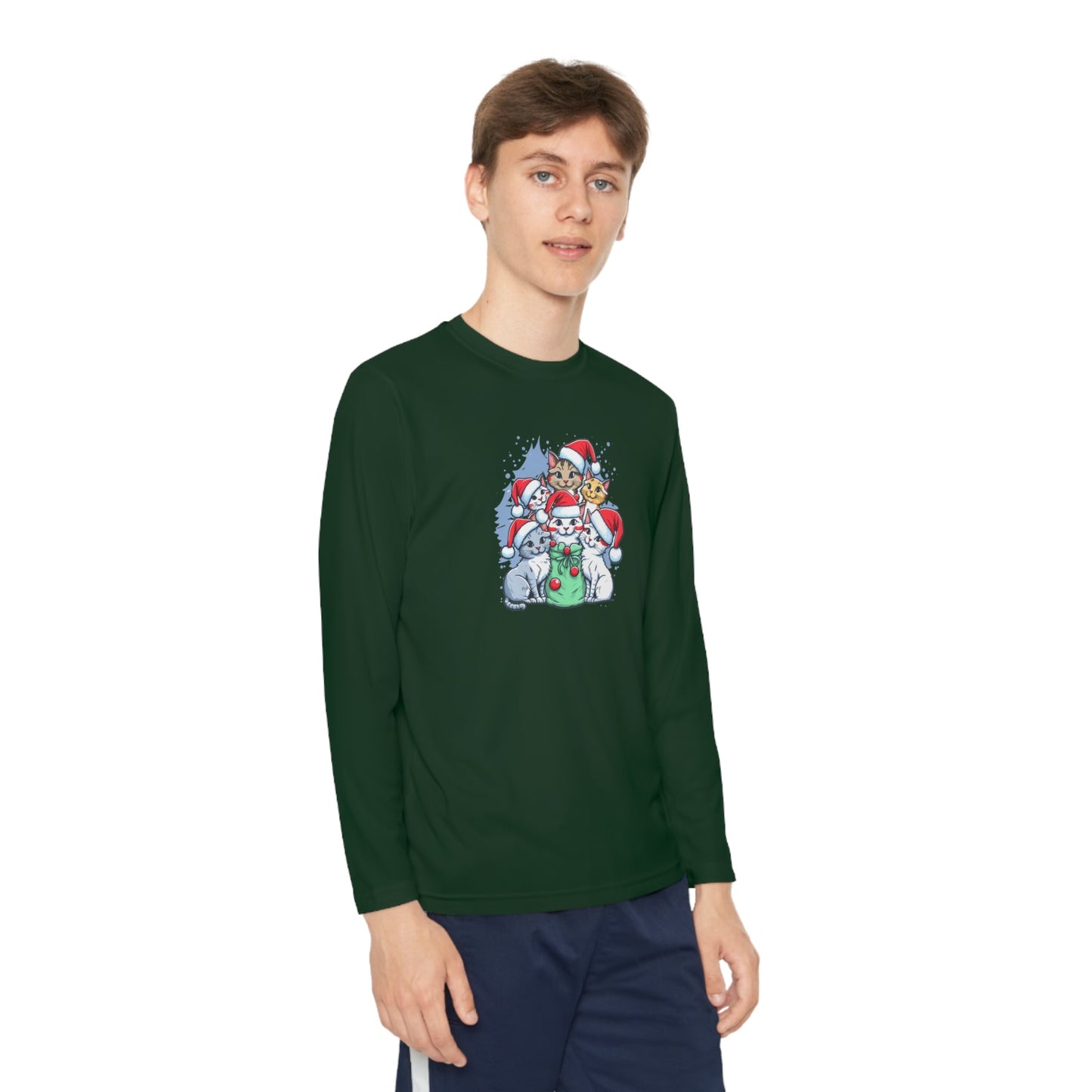 Christmas Kitties Youth Long Sleeve Competitor Tee - Kids clothes - Epileptic Al’s Shop