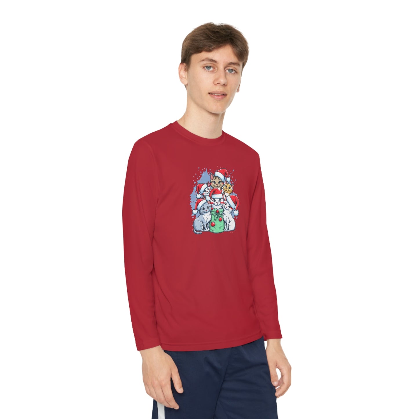 Christmas Kitties Youth Long Sleeve Competitor Tee - Kids clothes - Epileptic Al’s Shop