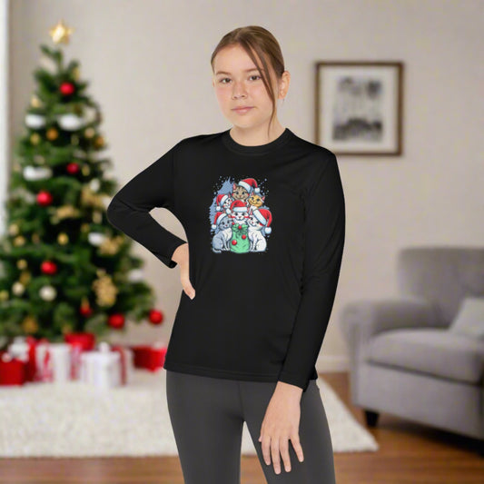 Christmas Kitties Youth Long Sleeve Competitor Tee - Kids clothes - Epileptic Al’s Shop