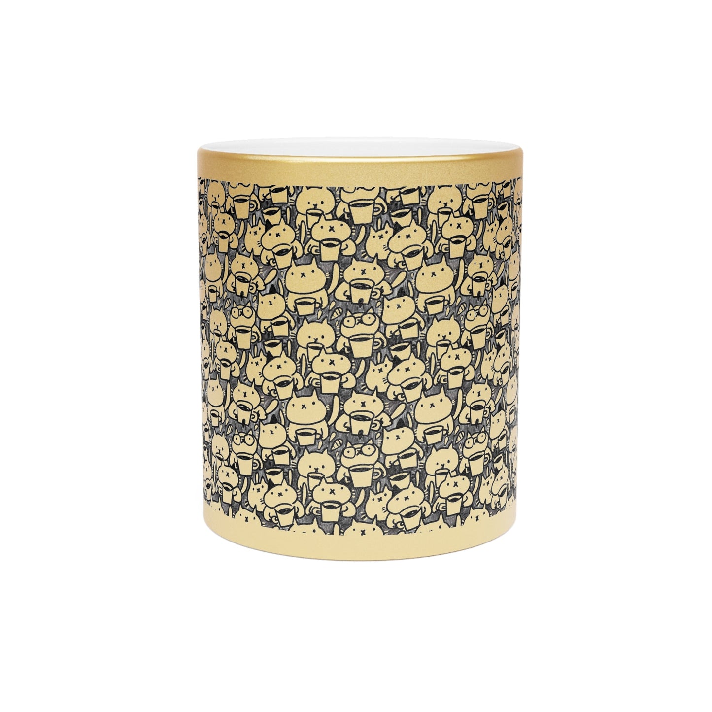 Coffee Cat Metallic Mug (Silver\Gold) - Mug - Epileptic Al’s Shop