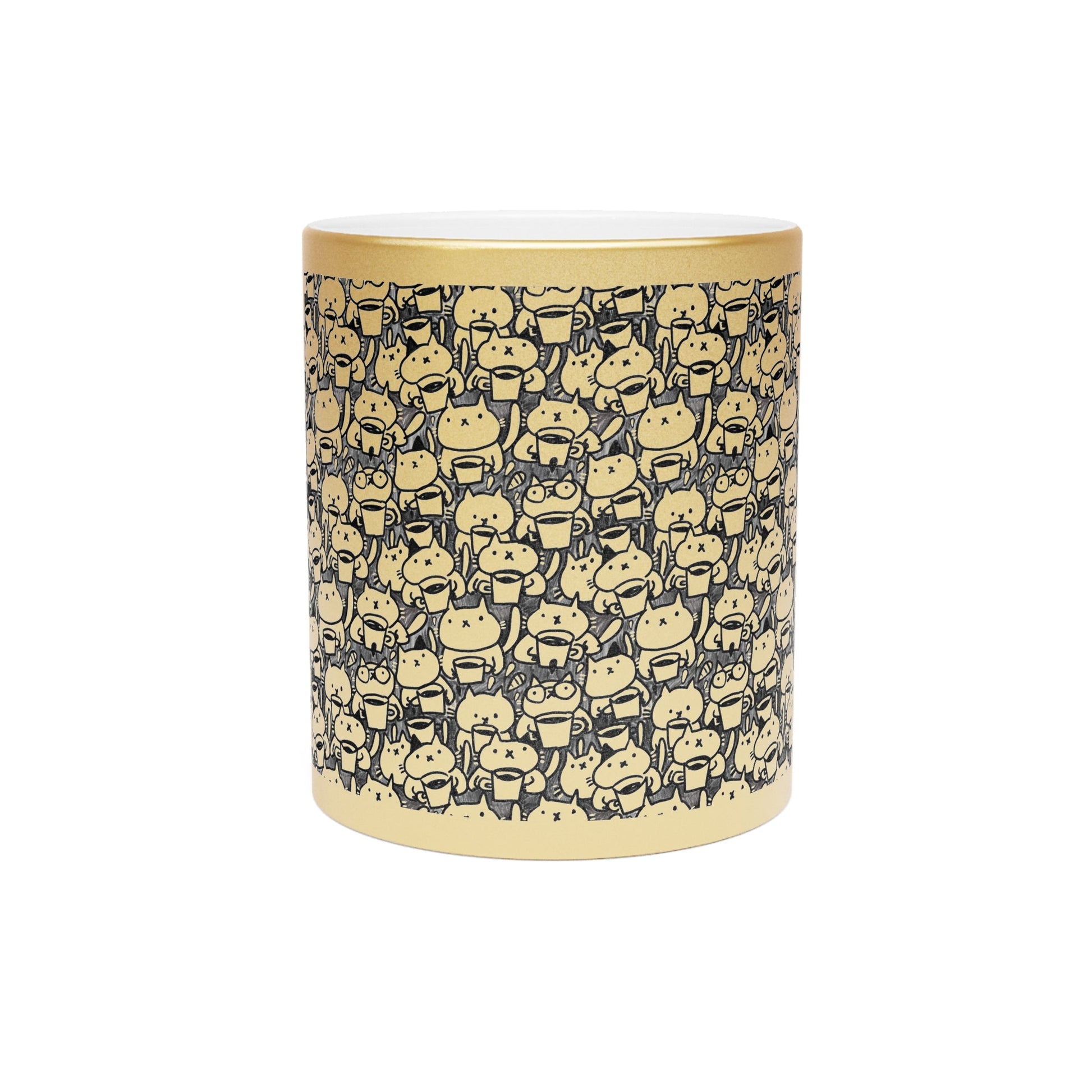 Coffee Cat Metallic Mug (Silver\Gold) - Mug - Epileptic Al’s Shop