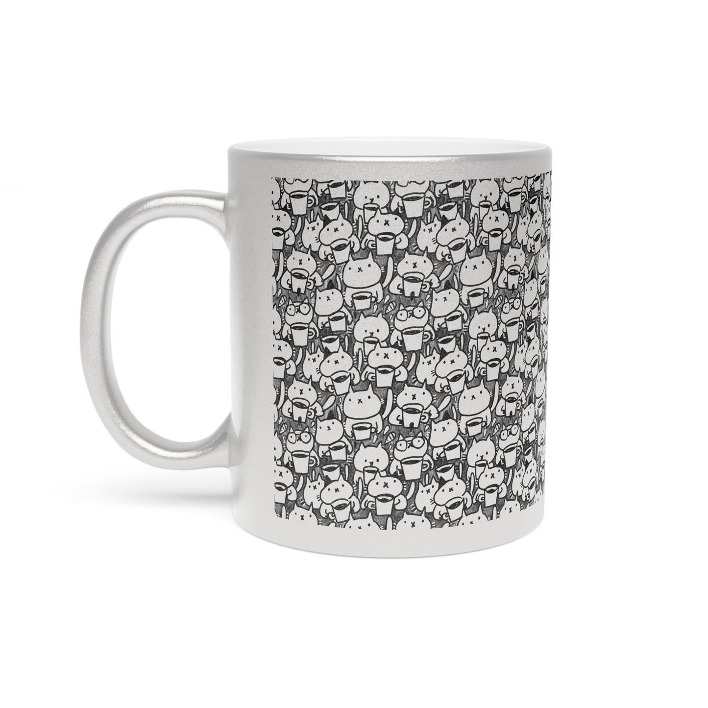 Coffee Cat Metallic Mug (Silver\Gold) - Mug - Epileptic Al’s Shop