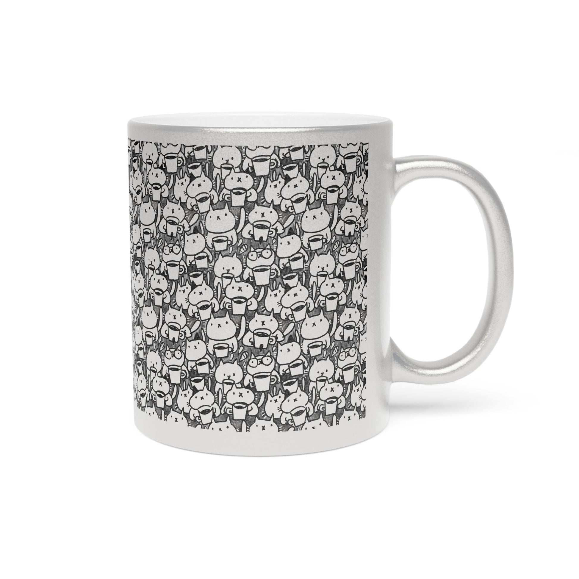 Coffee Cat Metallic Mug (Silver\Gold) - Mug - Epileptic Al’s Shop