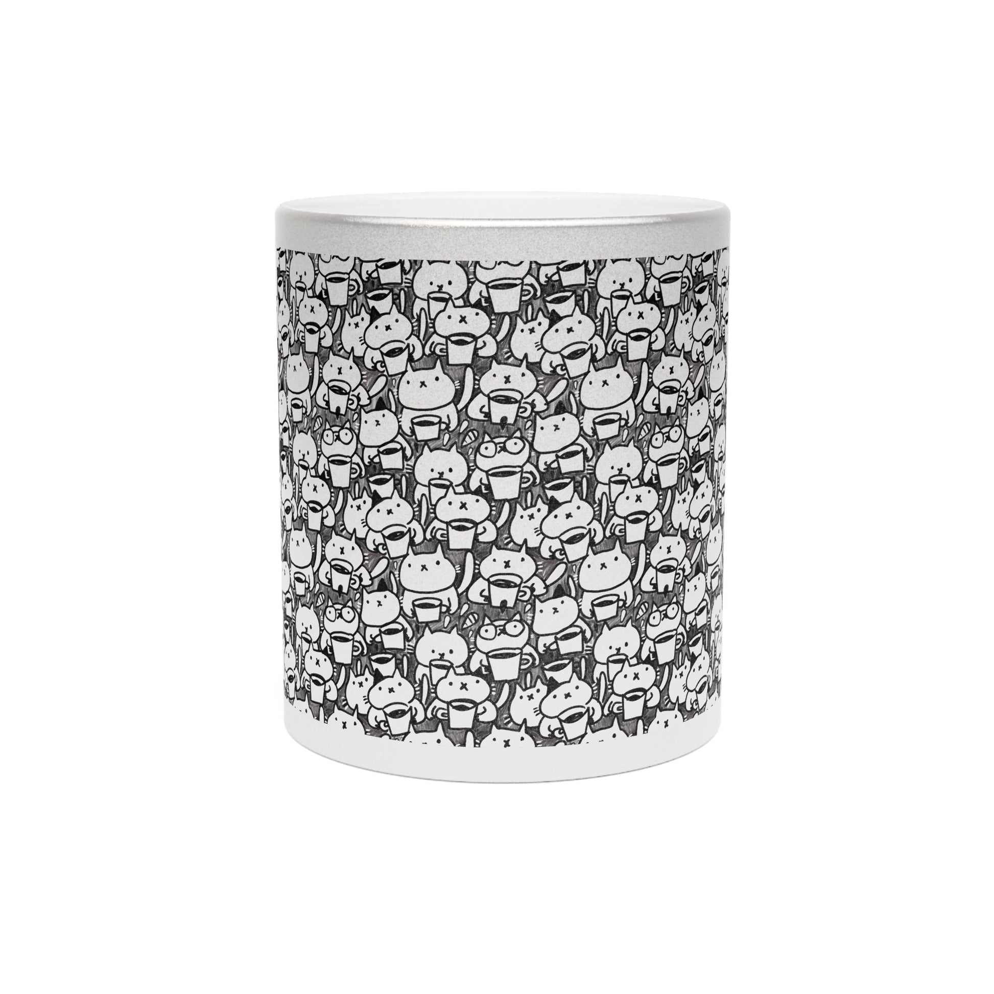 Coffee Cat Metallic Mug (Silver\Gold) - Mug - Epileptic Al’s Shop