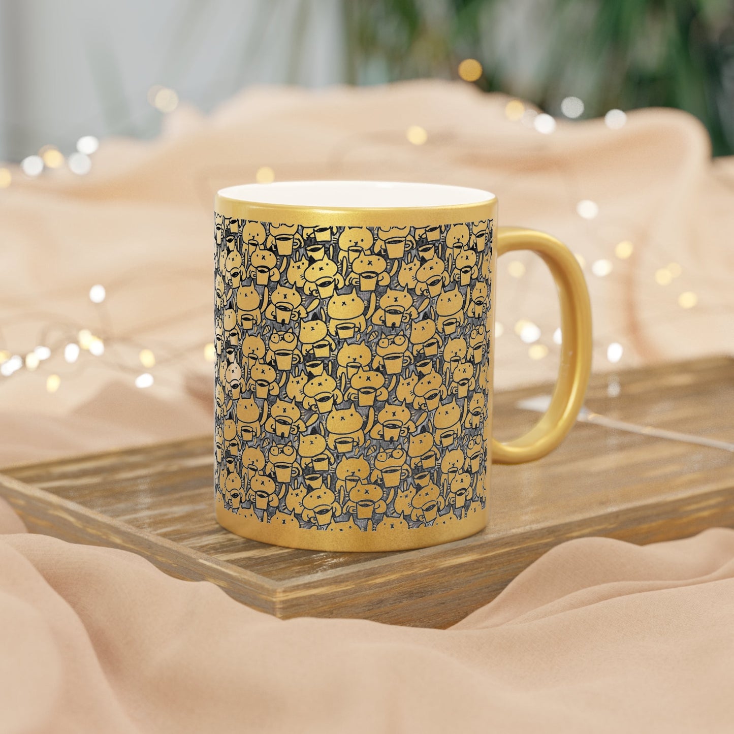 Coffee Cat Metallic Mug (Silver\Gold) - Mug - Epileptic Al’s Shop