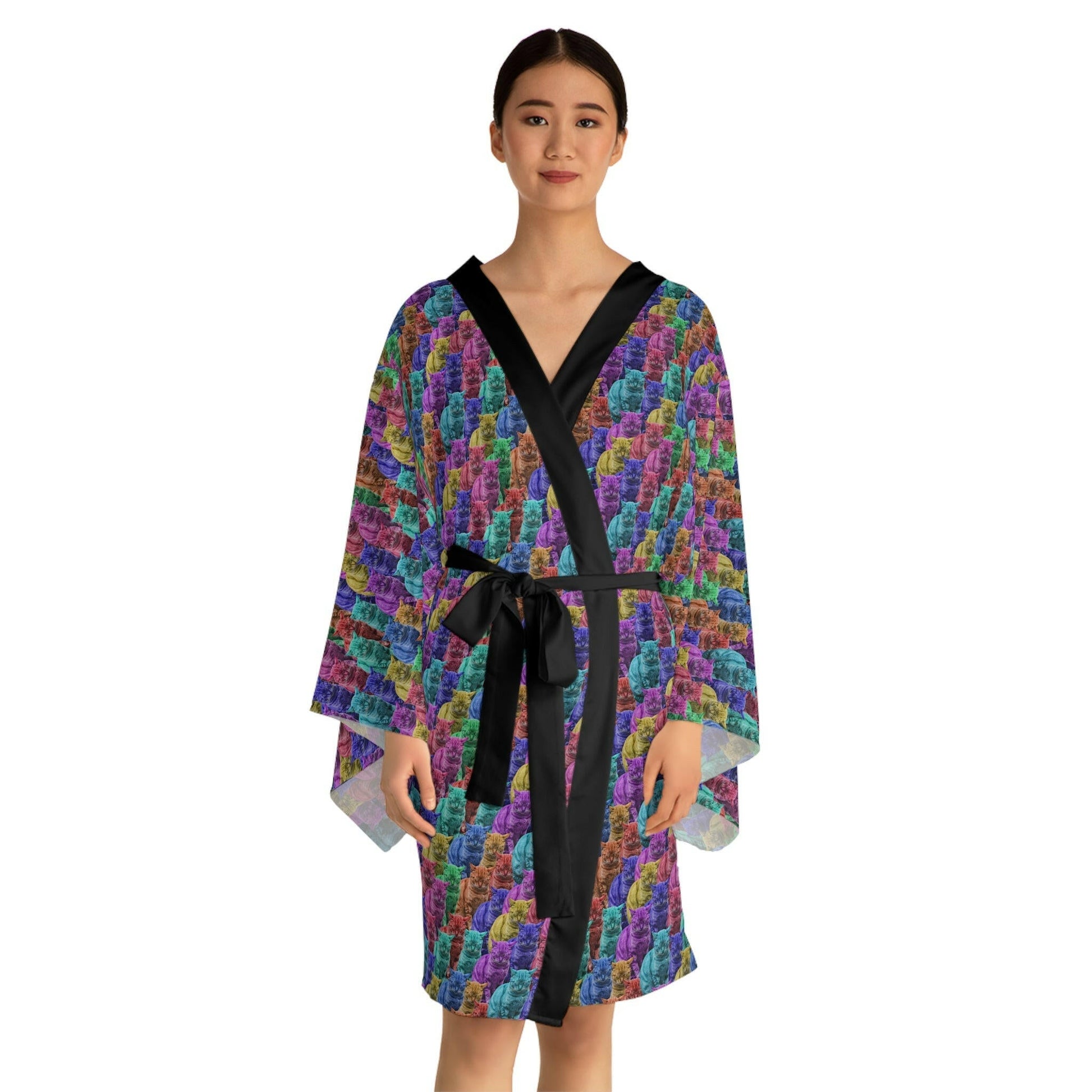 Colorful Cats Long Sleeve Kimono Robe - All Over Prints - Epileptic Al’s Shop