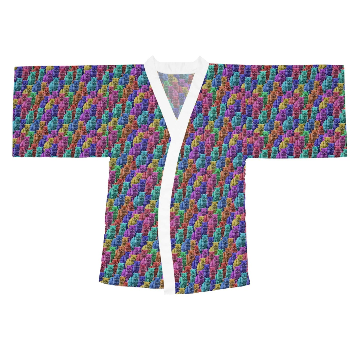 Colorful Cats Long Sleeve Kimono Robe - All Over Prints - Epileptic Al’s Shop