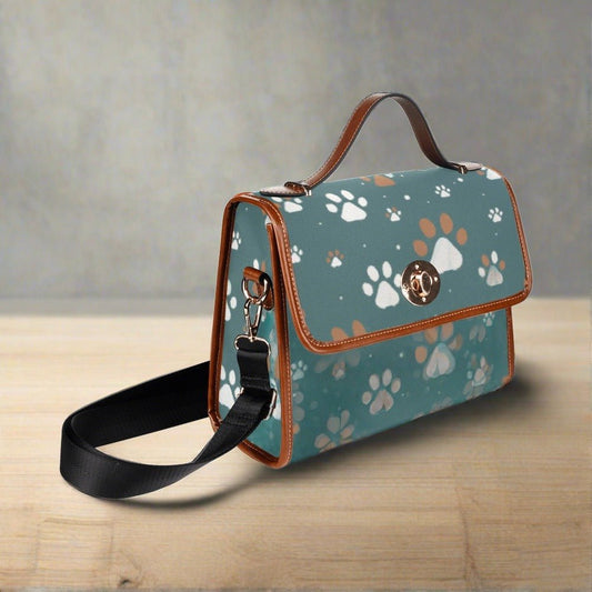 Colorful Paws Waterproof Canvas Bag (Model 1641) - handbag - Epileptic Al’s Shop