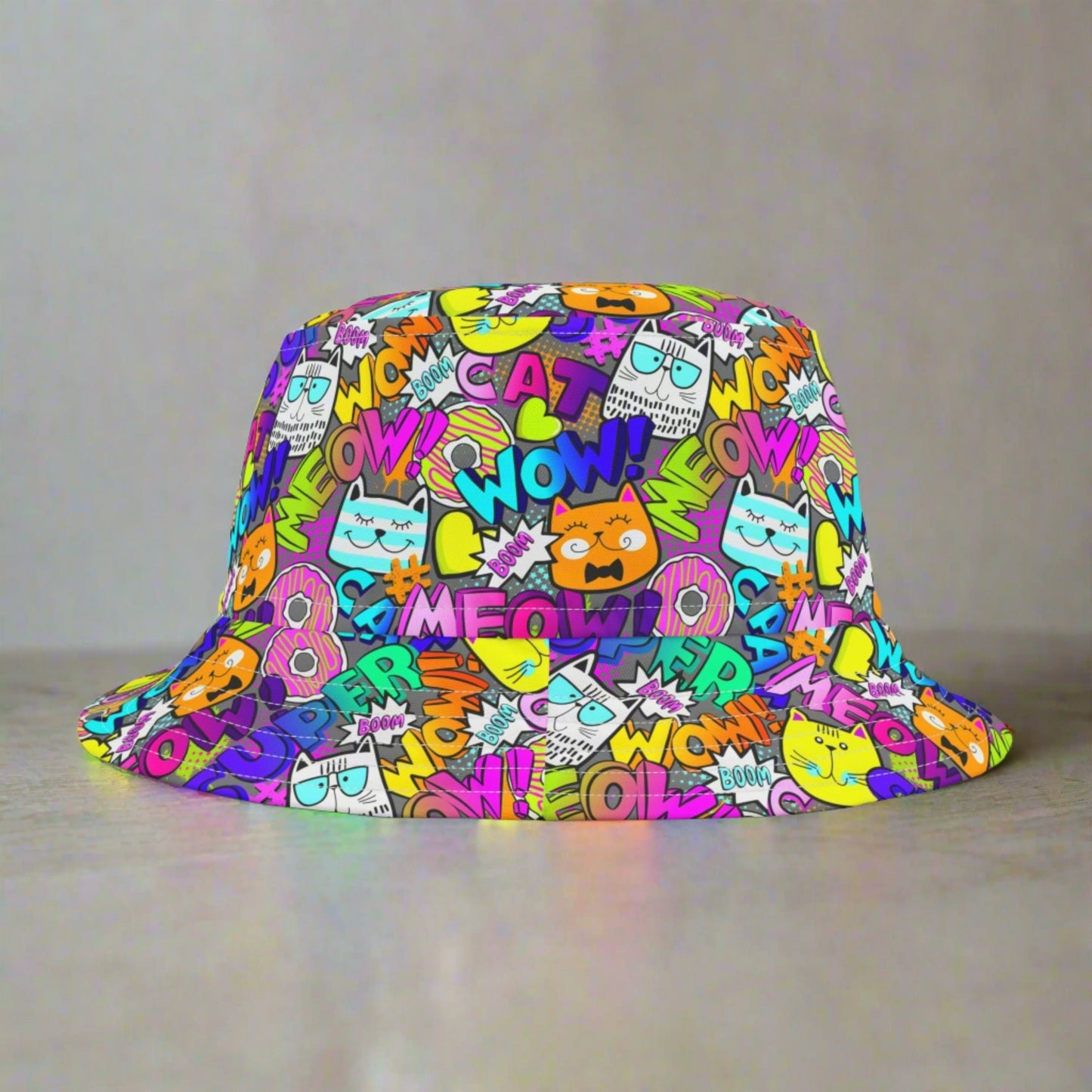 Comic Cat Bucket Hat - Hats - Epileptic Al’s Shop