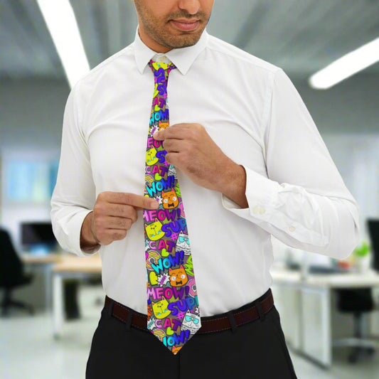 Comic Cat Necktie - Accessories - Epileptic Al’s Shop