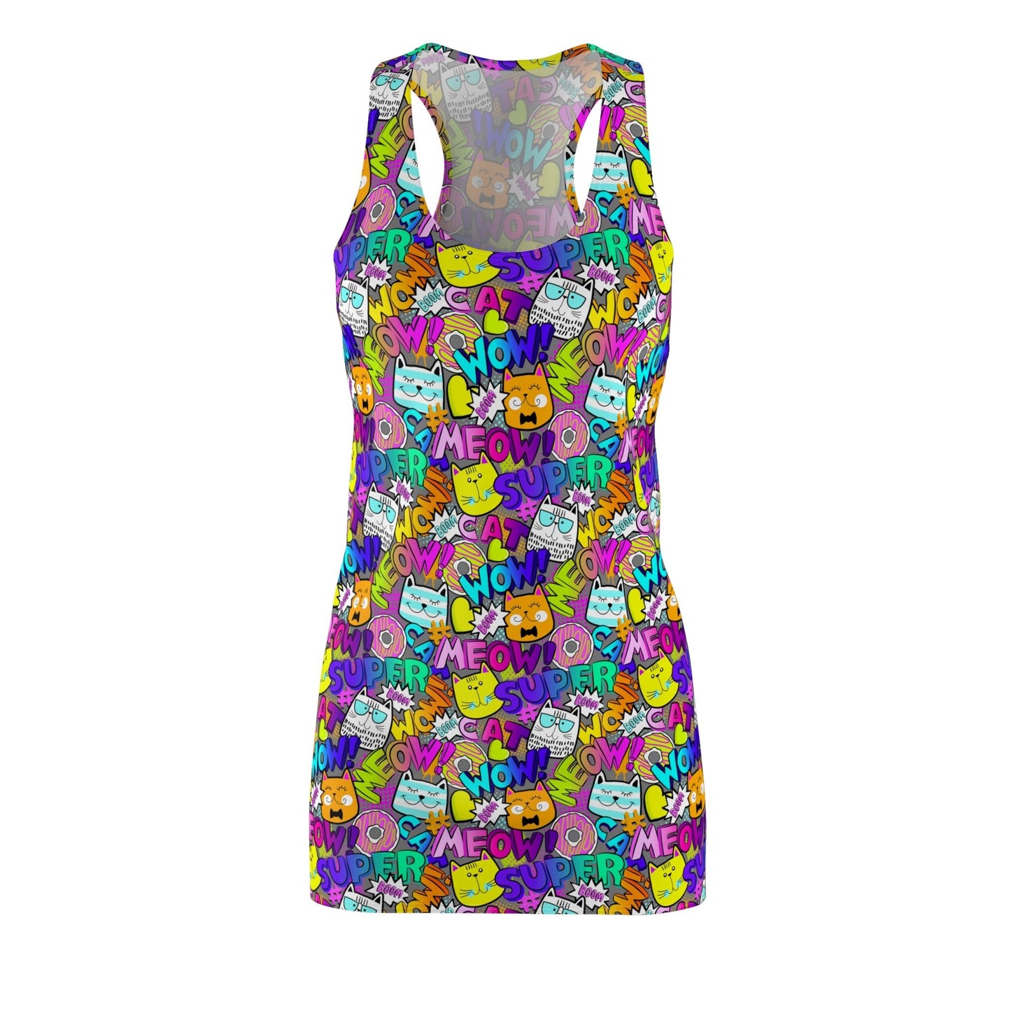 Comic Kitties Women's Cut & Sew Racerback Dress - All Over Prints - Epileptic Al’s Shop