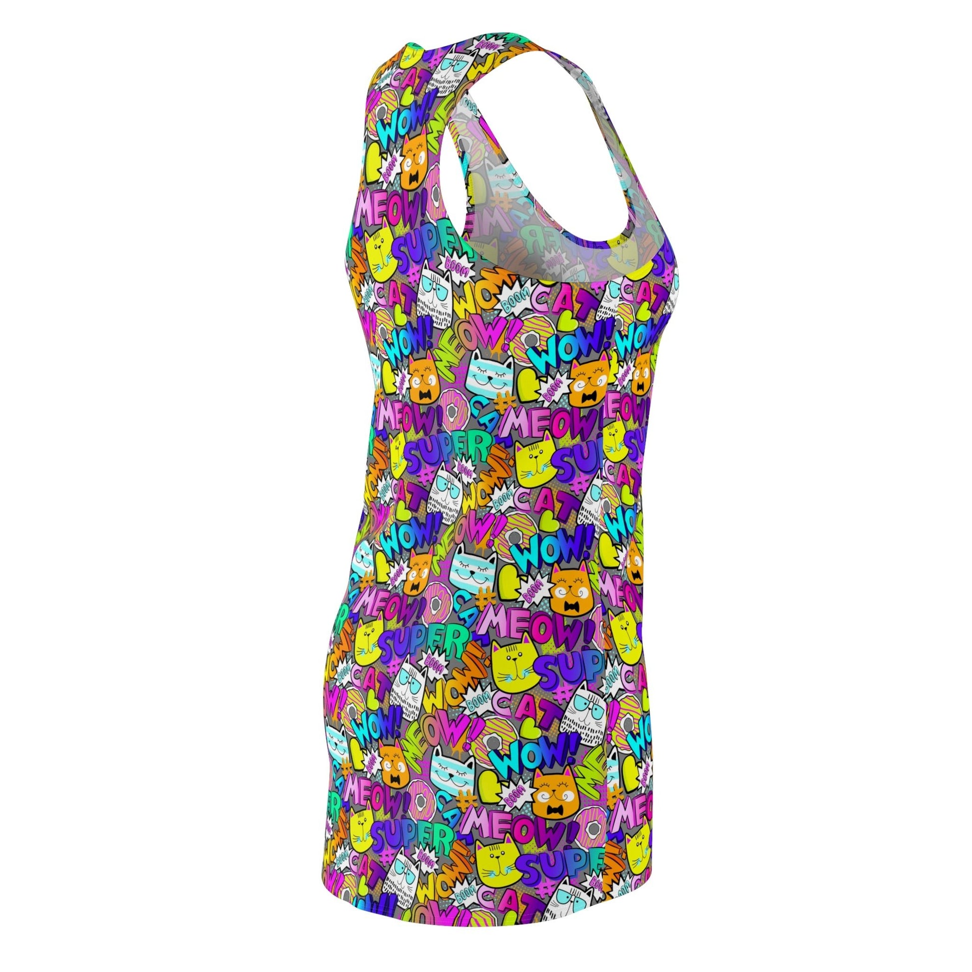 Comic Kitties Women's Cut & Sew Racerback Dress - All Over Prints - Epileptic Al’s Shop