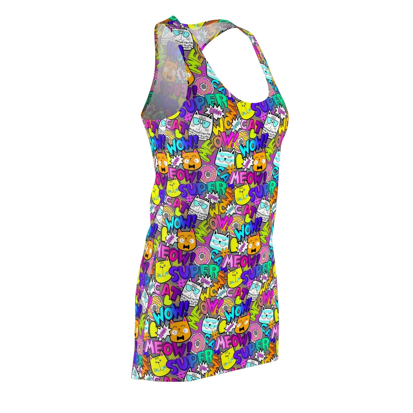 Comic Kitties Women's Cut & Sew Racerback Dress - All Over Prints - Epileptic Al’s Shop