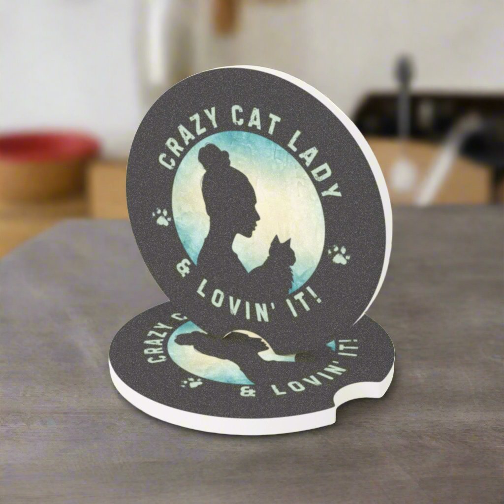 Crazy Cat Lady Soapstone Car Coaster - Vehicle Accessories - EpiAl's Shop