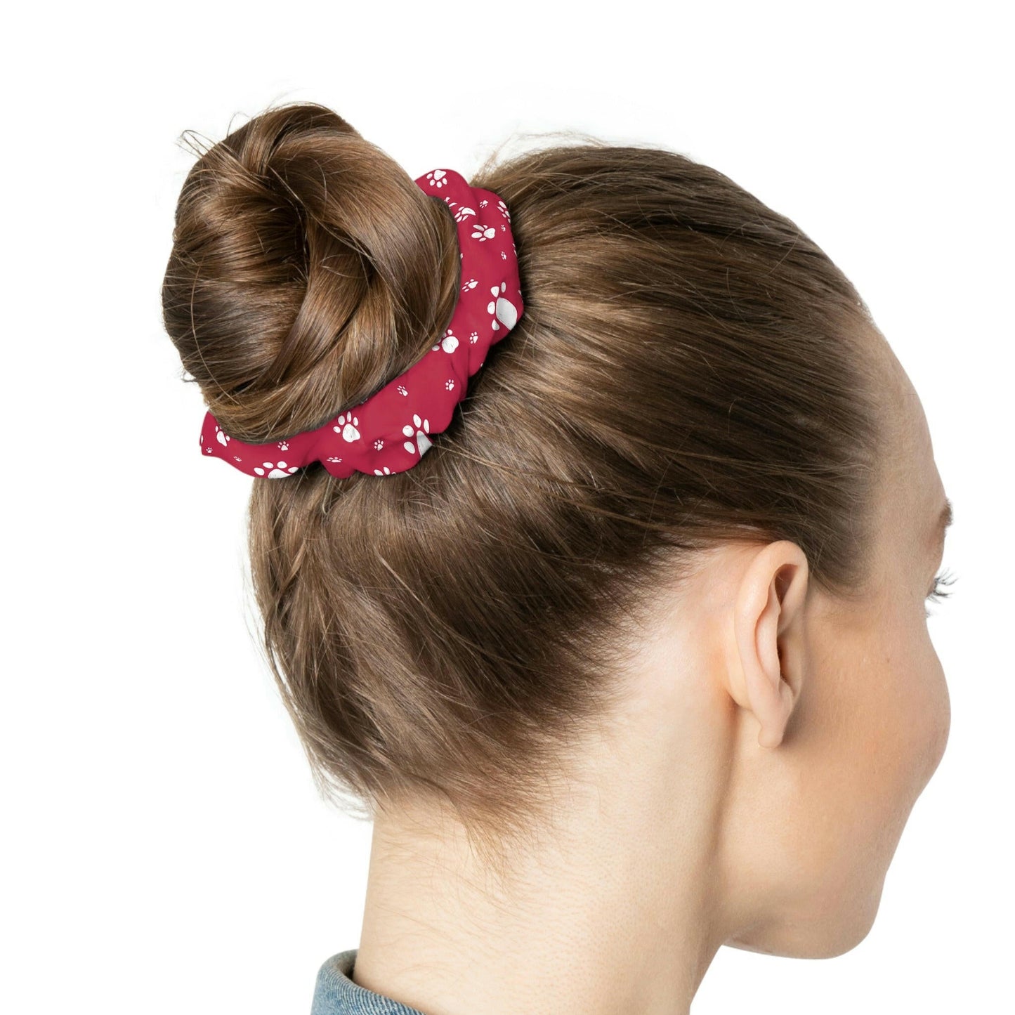 Crimson & White Paws Scrunchie - Accessories - Epileptic Al’s Shop