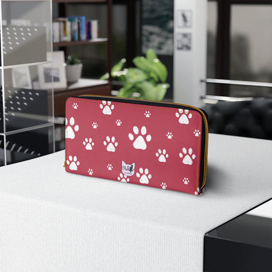 Crimson & White Paws Zipper Wallet - Accessories - Epileptic Al’s Shop