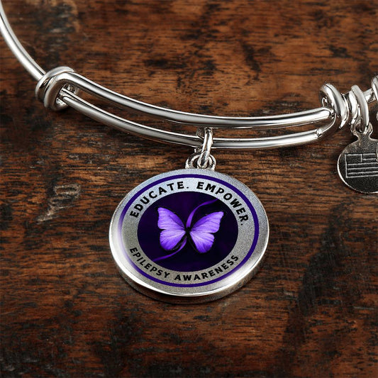 Educate, Empower: Epilepsy Awareness Bracelet in Silver - Jewelry - Epileptic Al’s Shop