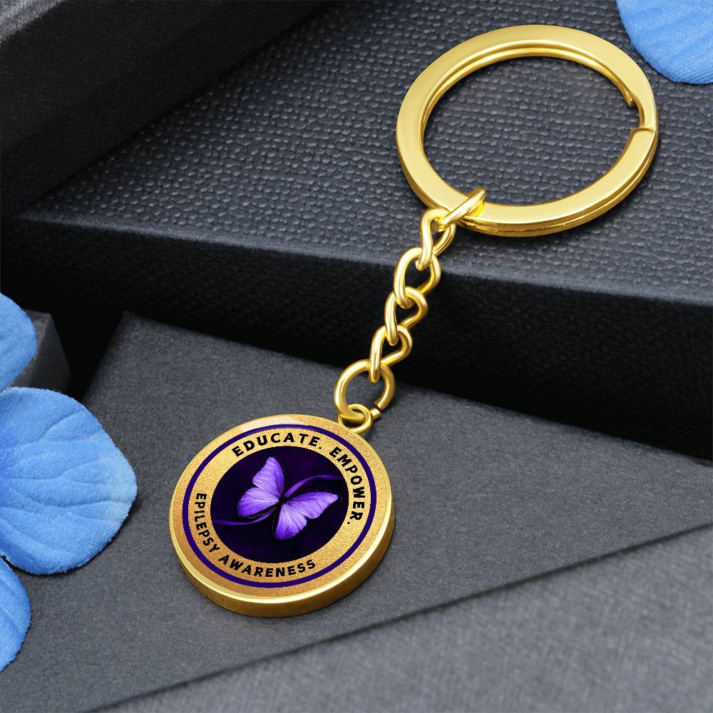 Educate, Empower: Epilepsy Awareness Keychain in Gold - Jewelry - Epileptic Al’s Shop