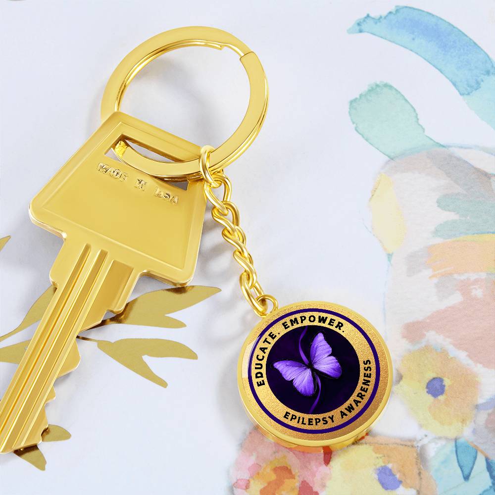 Educate, Empower: Epilepsy Awareness Keychain in Gold - Jewelry - Epileptic Al’s Shop