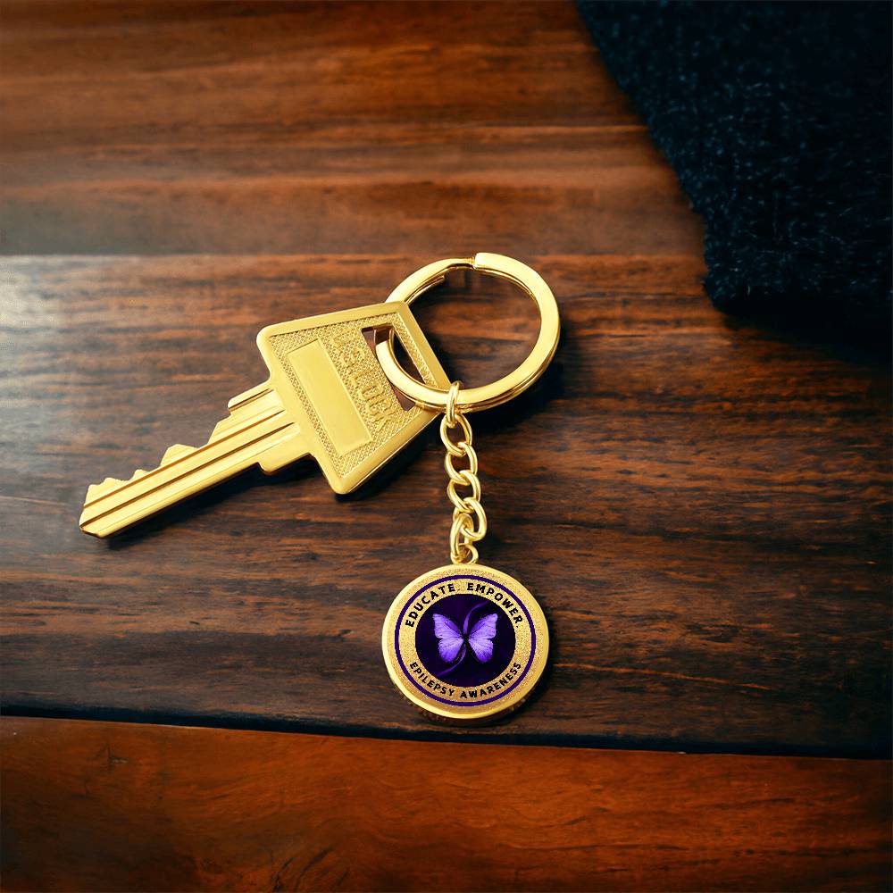 Educate, Empower: Epilepsy Awareness Keychain in Gold - Jewelry - Epileptic Al’s Shop