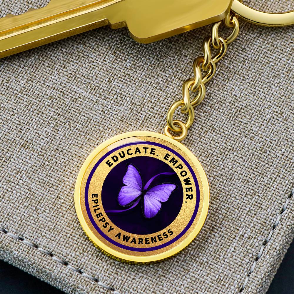 Educate, Empower: Epilepsy Awareness Keychain in Gold - Jewelry - Epileptic Al’s Shop