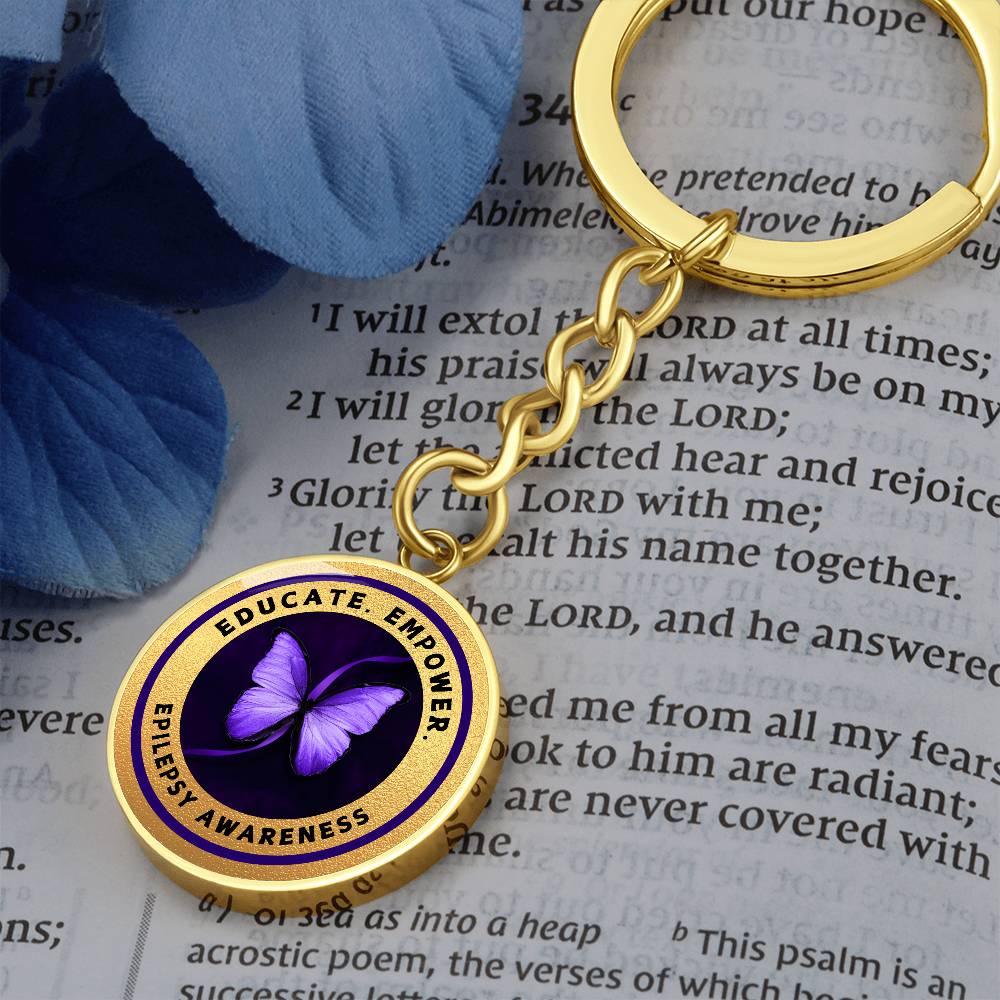 Educate, Empower: Epilepsy Awareness Keychain in Gold - Jewelry - Epileptic Al’s Shop