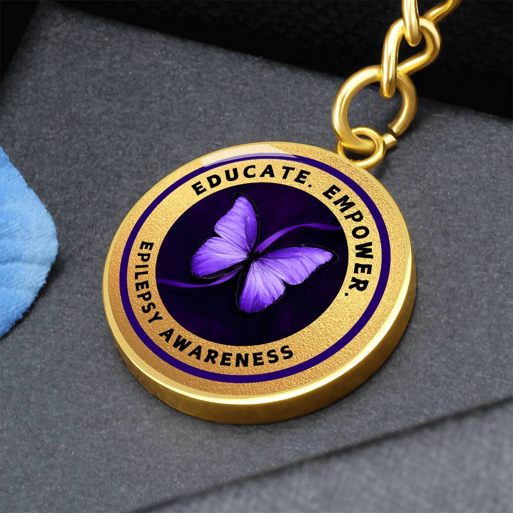 Educate, Empower: Epilepsy Awareness Keychain in Gold - Jewelry - Epileptic Al’s Shop