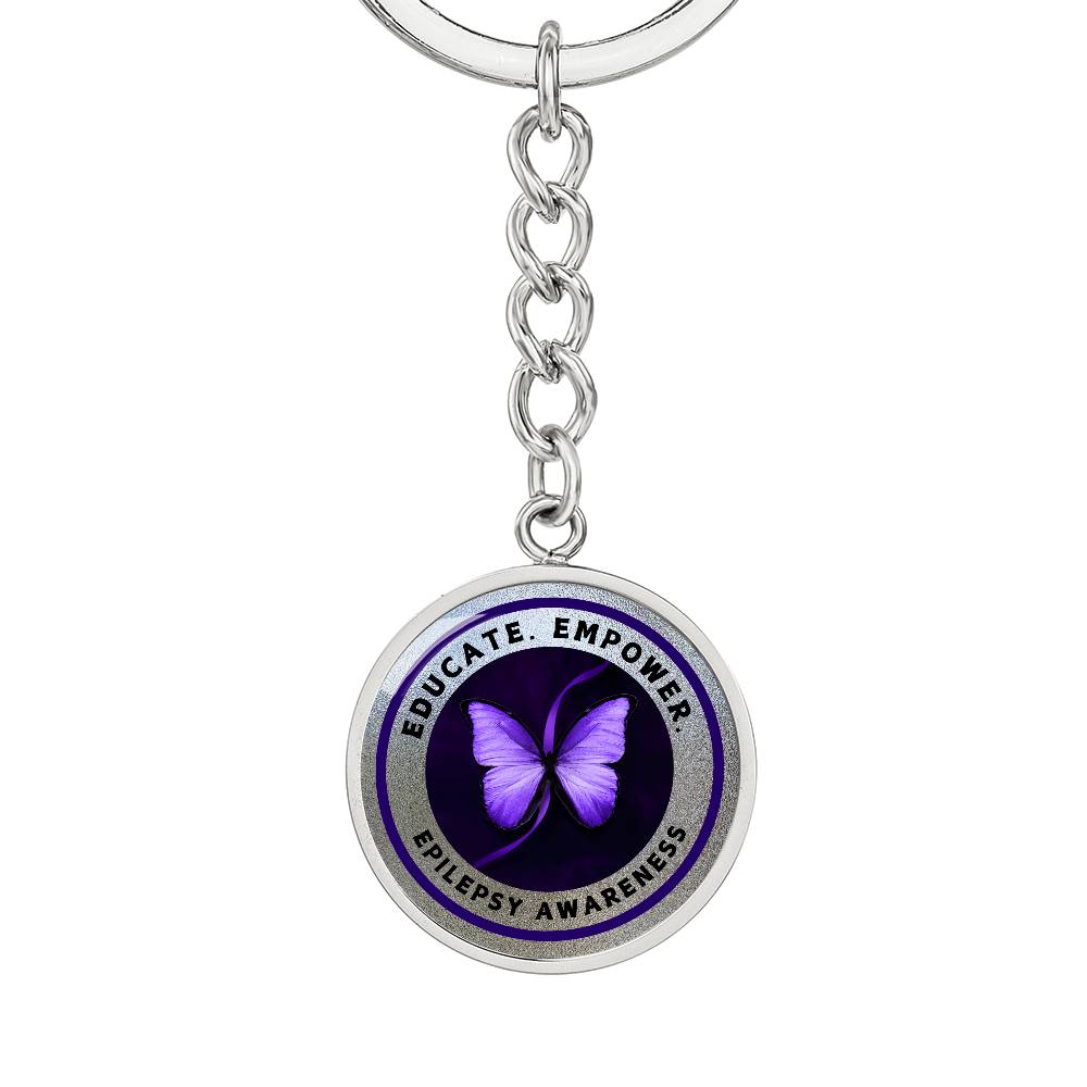 Educate, Empower: Epilepsy Awareness Keychain in Silver - Jewelry - Epileptic Al’s Shop