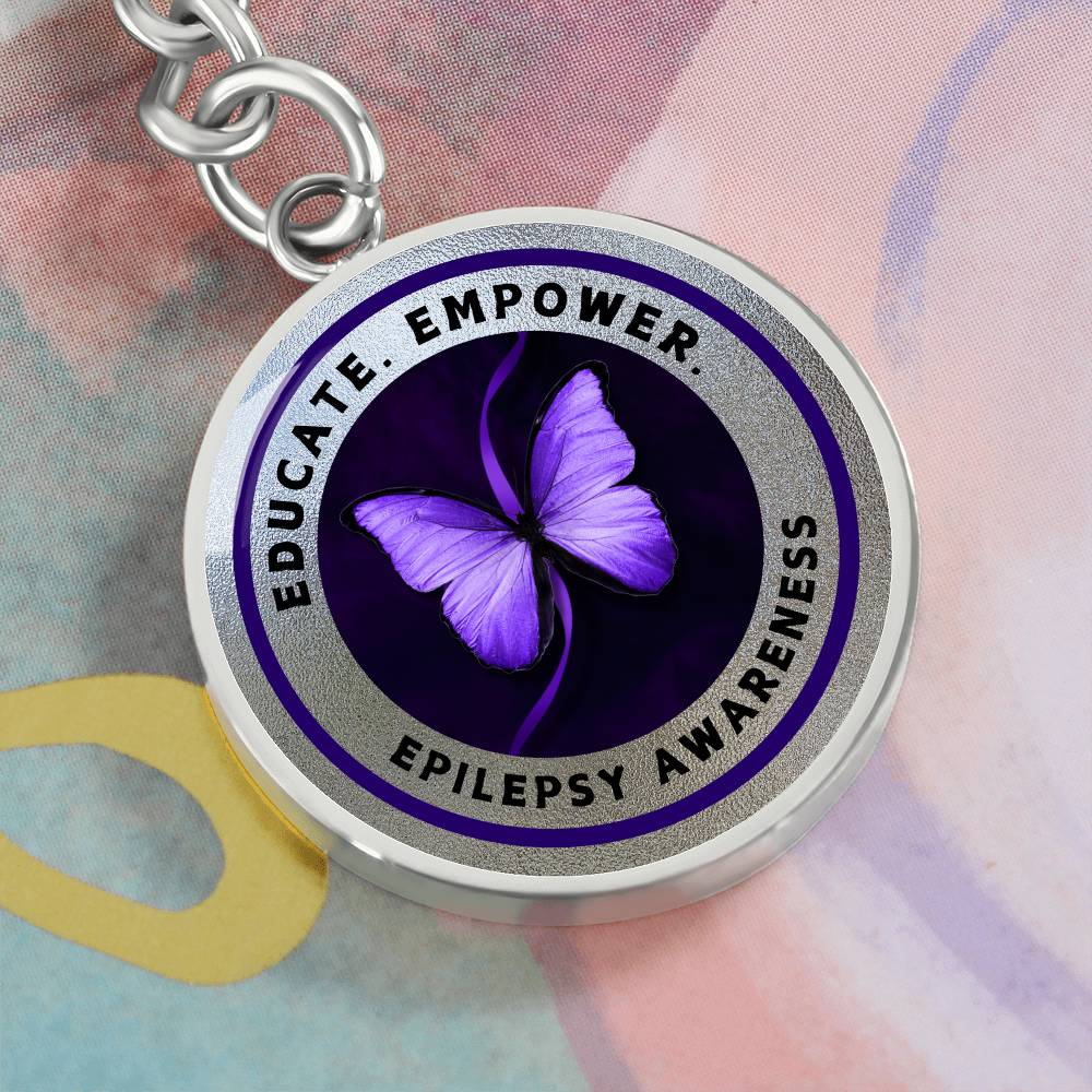 Educate, Empower: Epilepsy Awareness Keychain in Silver - Jewelry - Epileptic Al’s Shop