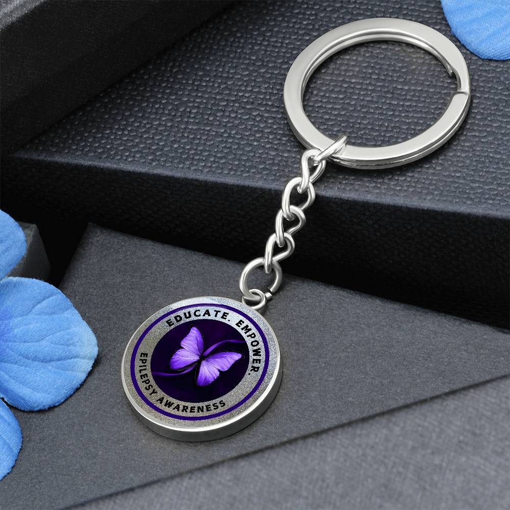 Educate, Empower: Epilepsy Awareness Keychain in Silver - Jewelry - Epileptic Al’s Shop