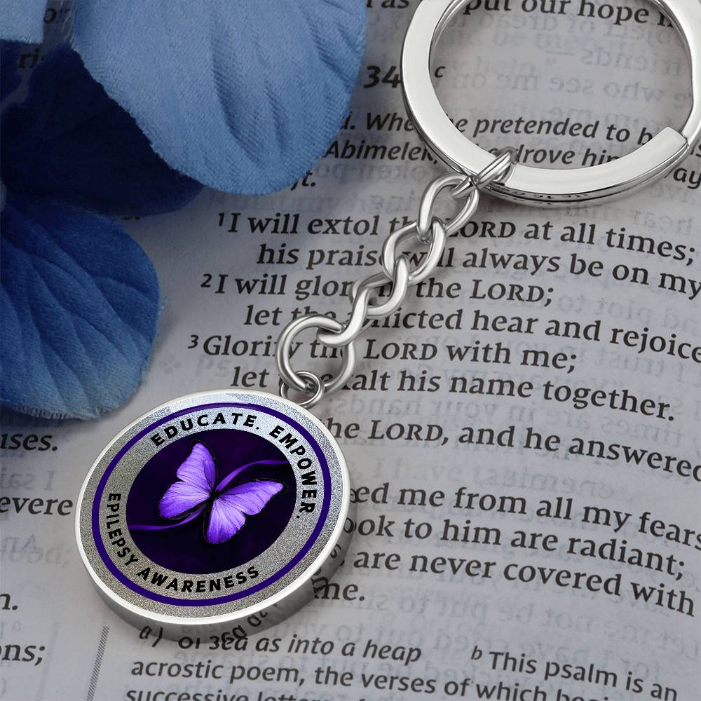 Educate, Empower: Epilepsy Awareness Keychain in Silver - Jewelry - Epileptic Al’s Shop