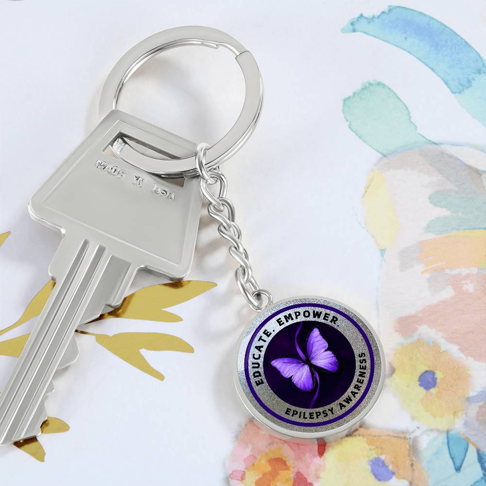 Educate, Empower: Epilepsy Awareness Keychain in Silver - Jewelry - Epileptic Al’s Shop