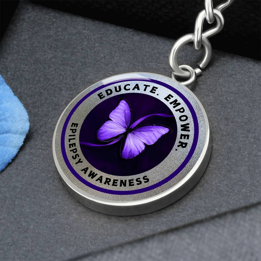 Educate, Empower: Epilepsy Awareness Keychain in Silver - Jewelry - Epileptic Al’s Shop