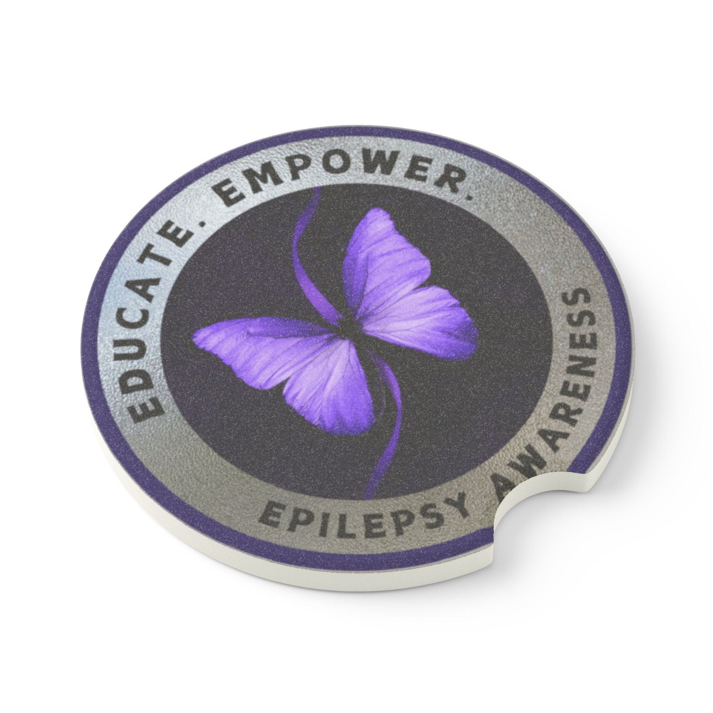 Educate Empower Epilepsy Awareness Soapstone Car Coaster - Home Decor - EpiAl's Shop