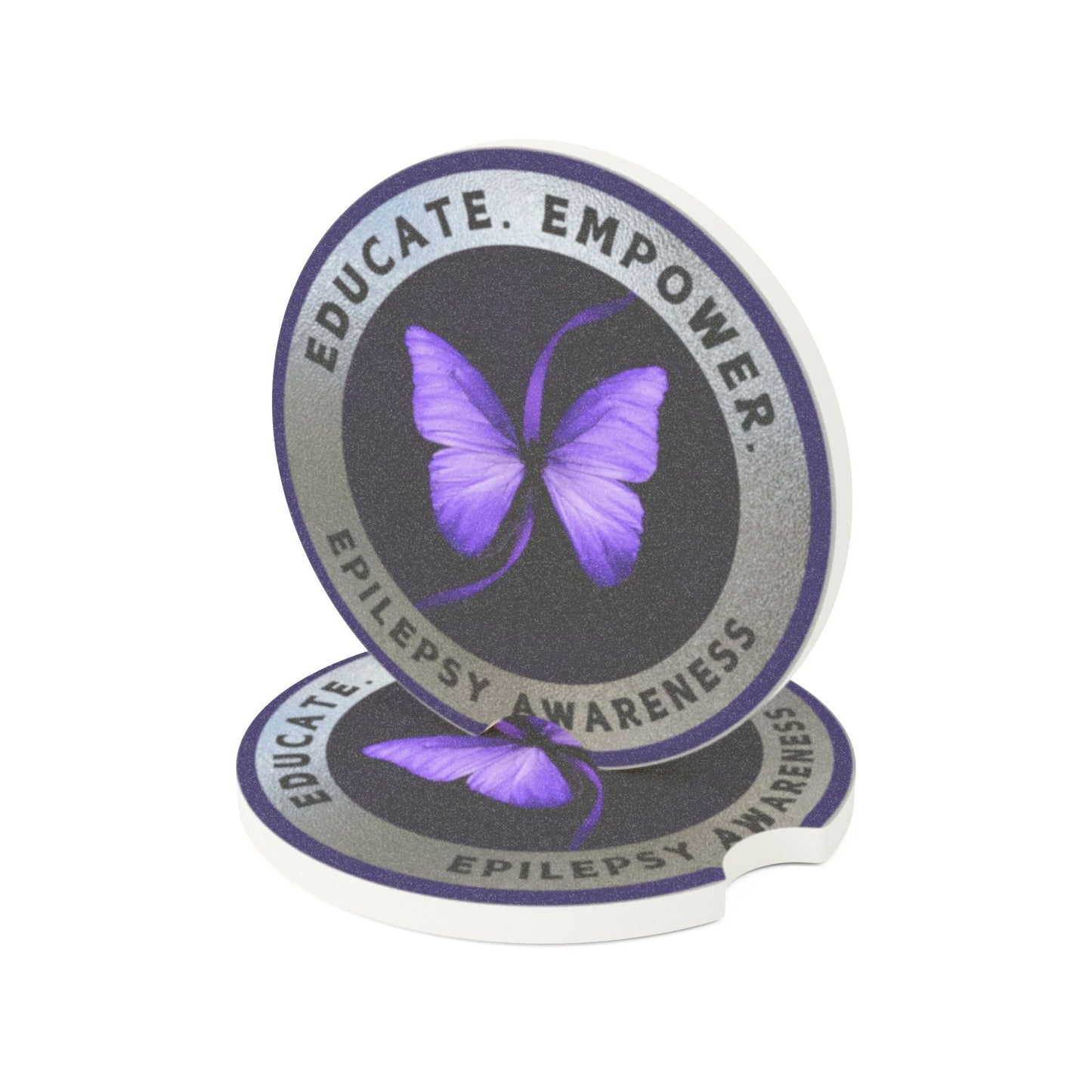 Educate Empower Epilepsy Awareness Soapstone Car Coaster - Home Decor - EpiAl's Shop