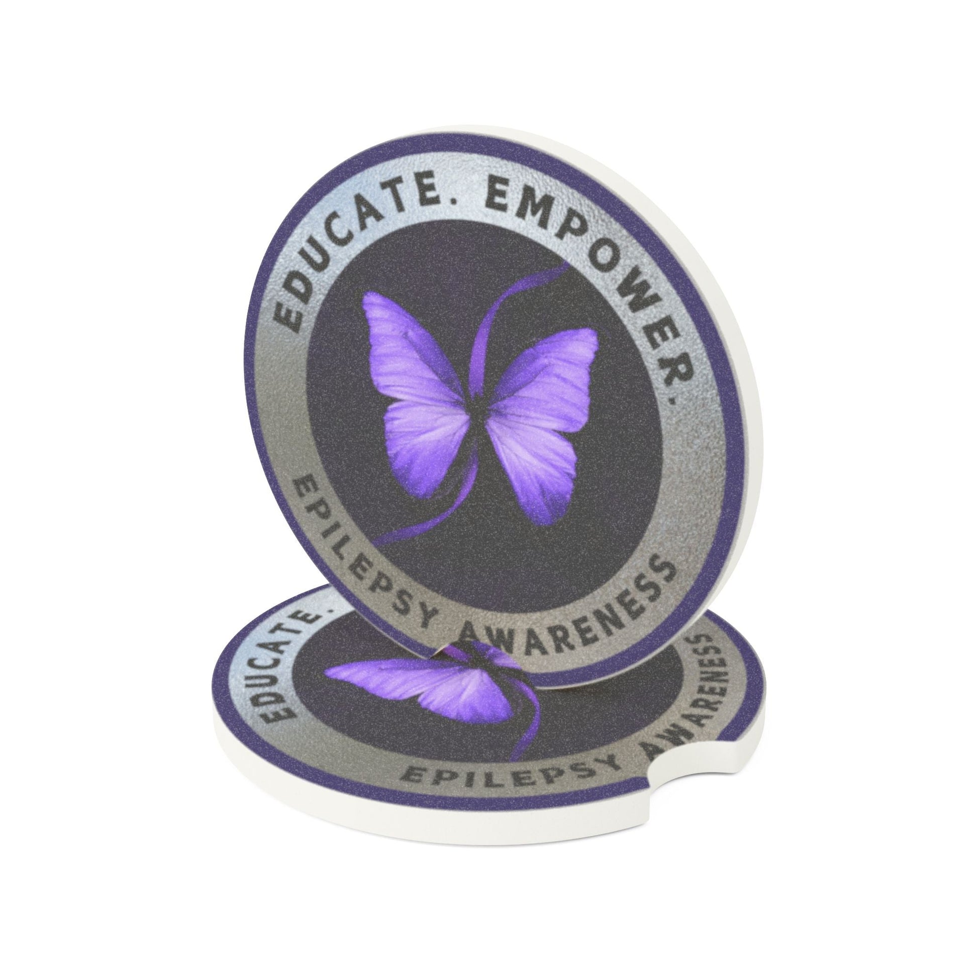 Educate Empower Epilepsy Awareness Soapstone Car Coaster - Home Decor - EpiAl's Shop