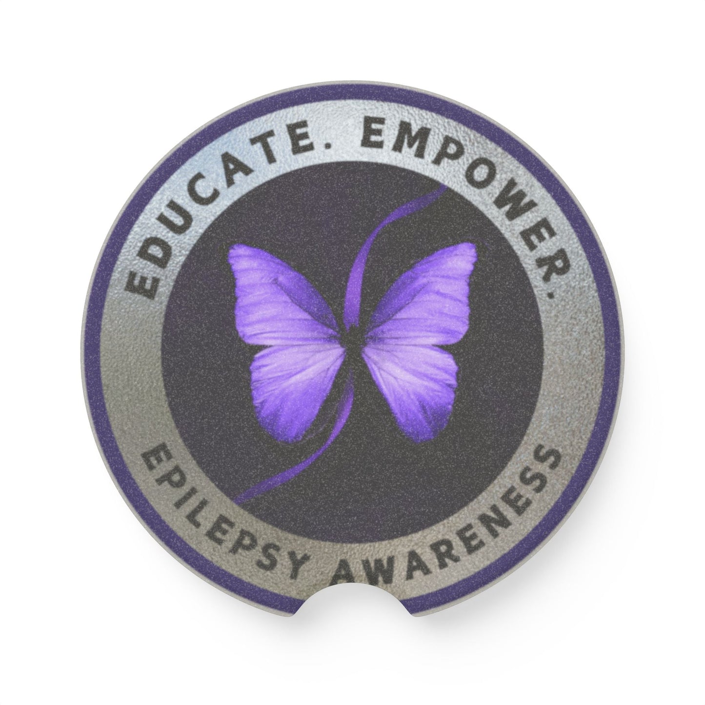 Educate Empower Epilepsy Awareness Soapstone Car Coaster - Home Decor - EpiAl's Shop