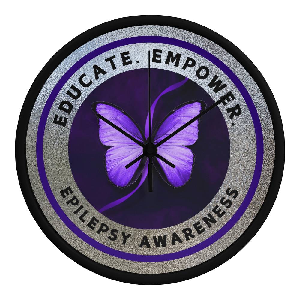 Educate & Empower Epilepsy Awareness Wall Clock - Jewelry - EpiAl's Shop