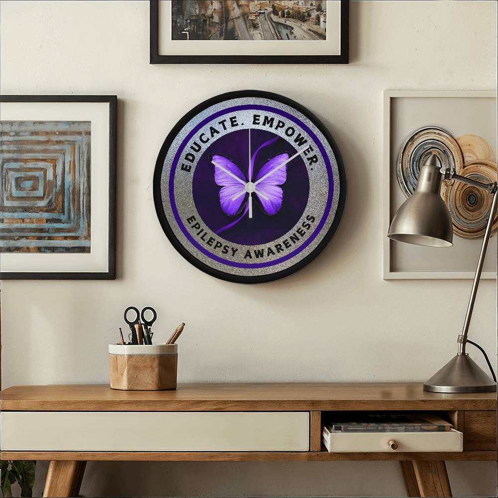 Educate & Empower Epilepsy Awareness Wall Clock - Jewelry - EpiAl's Shop