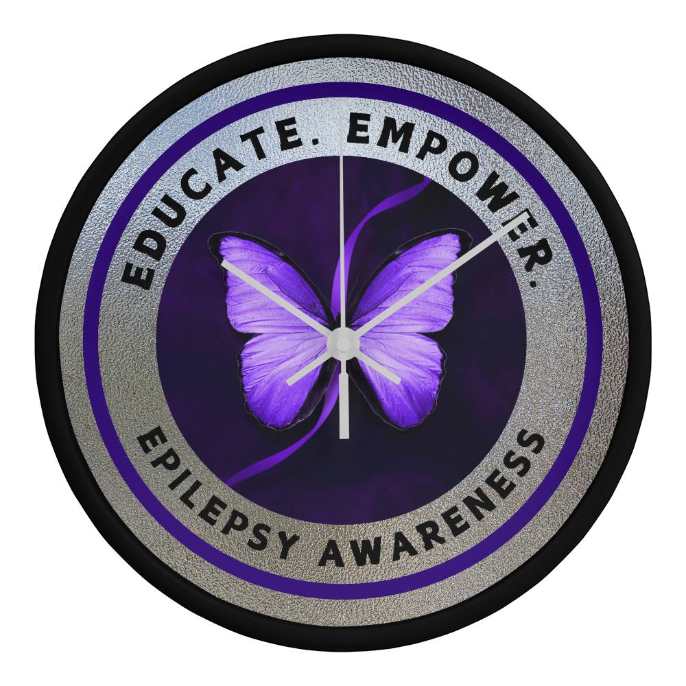 Educate & Empower Epilepsy Awareness Wall Clock - Jewelry - EpiAl's Shop