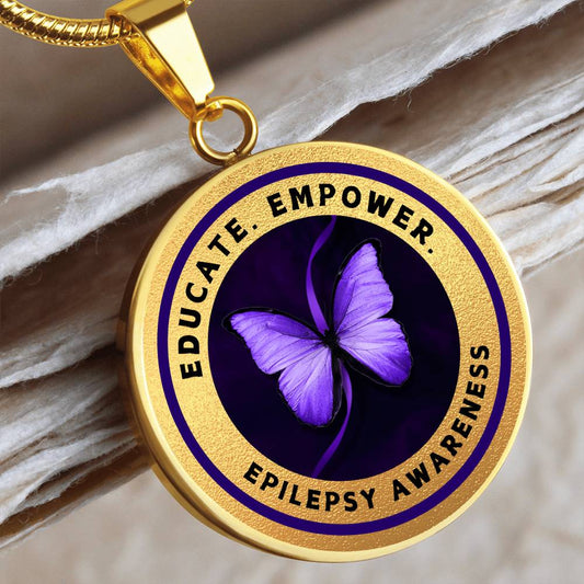 Education, Empower: Epilepsy Awareness Necklace in Gold - Jewelry - Epileptic Al’s Shop