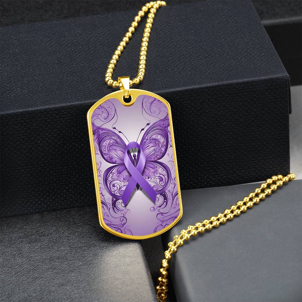 Epilepsy Awareness Butterfly Ribbon Necklace - Jewelry - Epileptic Al’s Shop