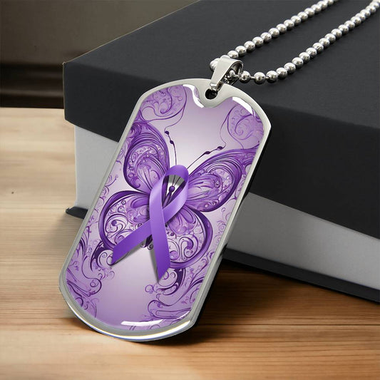 Epilepsy Awareness Butterfly Ribbon Necklace - Jewelry - Epileptic Al’s Shop